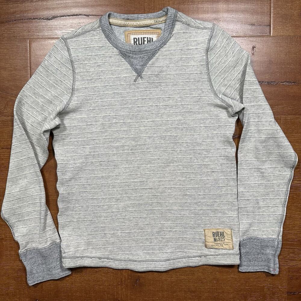 Ruehl No 925 Long Sleeve T Shirt Mens M Gray Crew Neck Retro Y2K NYC City VTG